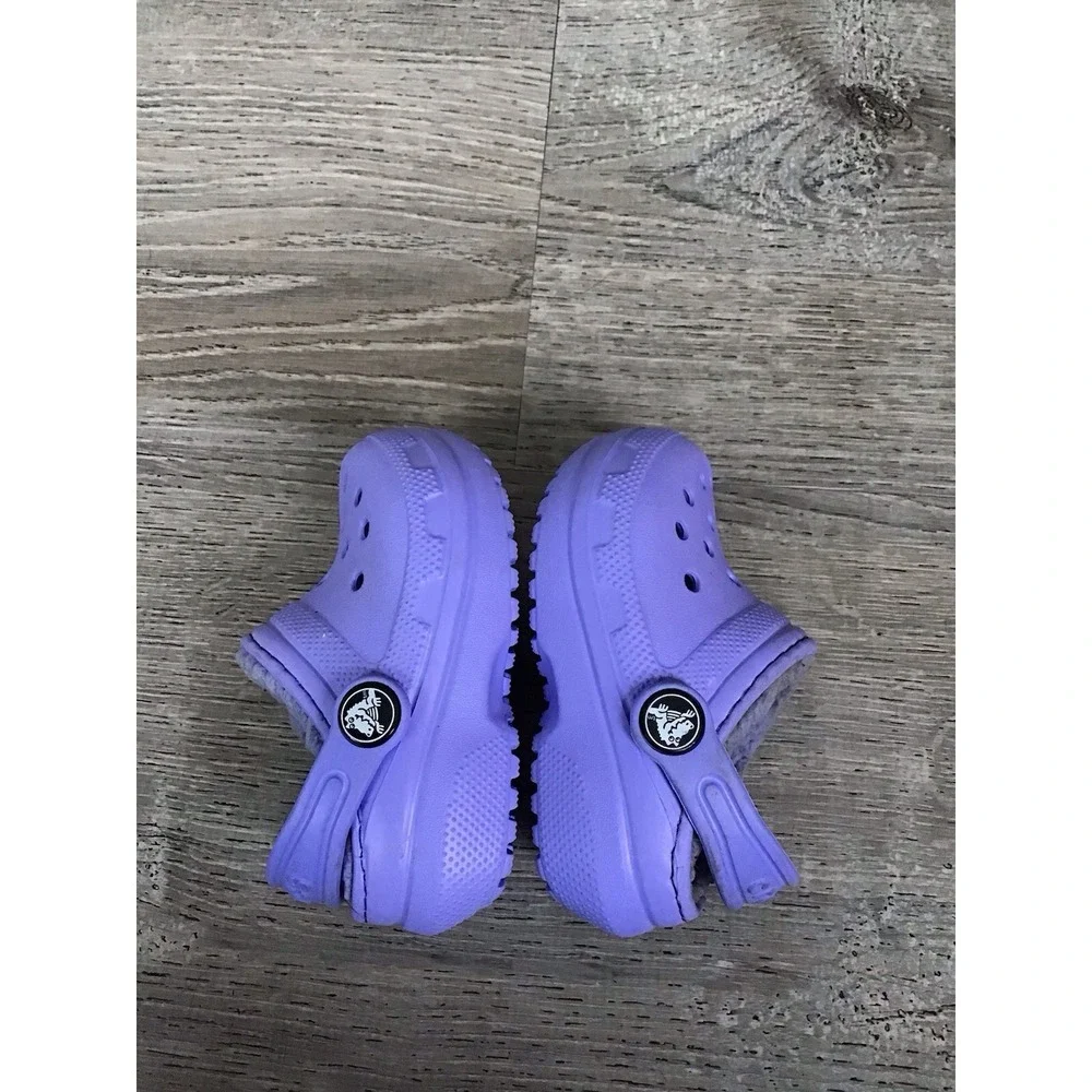 Crocs Unisex Kid's Size C4 Classic Lined Clog Lilac - US Kid's Slip On Shoes